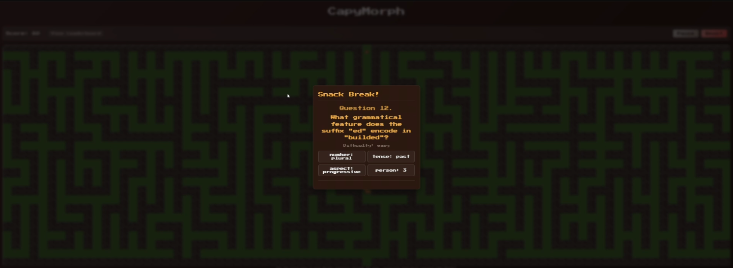 CapyMorph — educational 2D morpheme learning game, screenshot 2 of 3