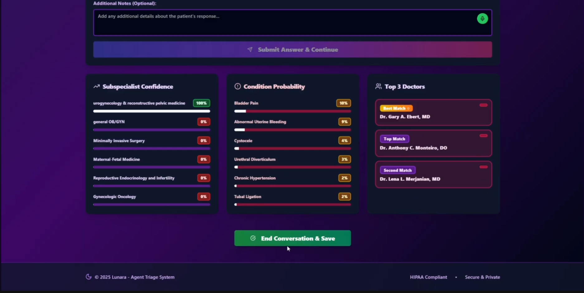 Lunara — AI-powered healthcare triage system, screenshot 3 of 8