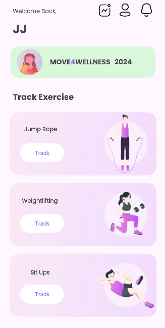 Move4Wellness Fitness App — fitness and workout tracking mobile app, screenshot 1 of 4
